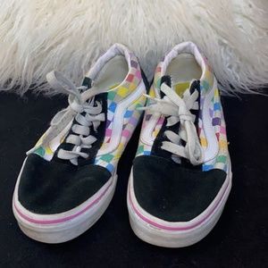 vans colorful checker board shoes